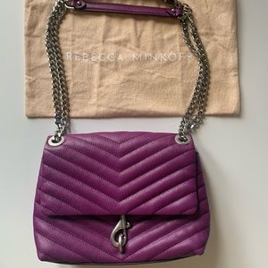Rebecca Minkoff quilted purple leather Edie shoulder bag